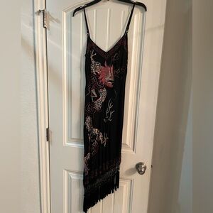 Sue Wong Black Dress with Red Embroidery